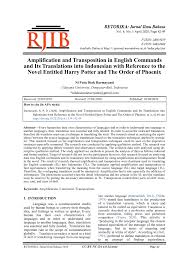 Harry potter is one of these highly successful series. Pdf Amplification And Transposition In English Commands And Its Translations Into Indonesian With Reference To The Novel Entitled Harry Potter And The Order Of Phoenix
