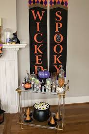 Hocus Pocus Halloween Themed Bar Cart Potion Station In 2020 Halloween Table Settings Movie Themed Party Halloween Baby Shower