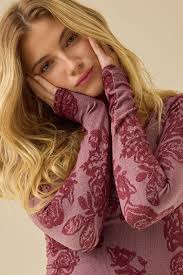 Altar'd State Twila Long Sleeve Jacquard Cami