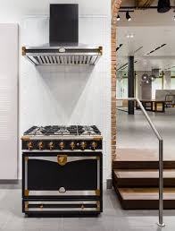 Black And Gold Kitchen Appliances Black Gold And Silver A Beautiful La Cornue Cornuefe Cooking Range Featured At Pirch Soho Cooking Range Kitchen Range Kitchen