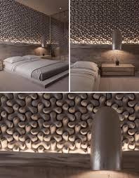 By keeping the walls and the vanity simple and neutral, the designer is able to experiment with the shower and floor tiles and create a load of visual interest with this starburst pattern. This Unique Bedroom Accent Wall Is Made From 3 Dimensional Tiles
