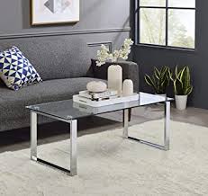 Modern wood and glass coffee tables can bring a spacious, classy vibe into any room. Amazon Com King S Brand Modern Design Chrome Finish With Glass Top Cocktail Coffee Table Furniture Decor
