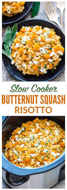 Slow Cooker Risotto With Butternut Squash Vegetarian Crockpot Vegetarian Crockpot Recipes Risotto Recipes