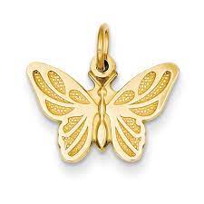 Authentic trollbeads 18k gold 81710 three flowers gold 7. 14k Yellow Gold Polished Butterfly Charm With 18 Inch Cable Rope Chain By Versil On Sale Overstock 14678657