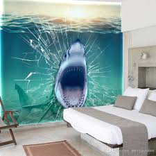 Shark Wallpaper Bedroom 3d New Printed Underwater Shark Fish Broken Glass Cust Bedroom Broken Cust Fish In 2020 Wallpaper Bedroom Shark Fishing View Wallpaper