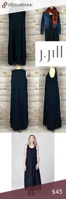 J Jill Linen Black Scoop Tank Lagenlook Maxi Dress In 2020 With Images Black Maxi Dress Maxi Dress Clothes Design