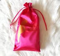 Custom hot pink satin hair weave extension bags
