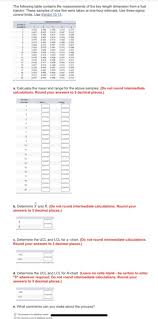 Octopart is the preferred search engine for electronic parts. Solved The Folowing Table Contains The Measurements Of The Key Length 1 Answer Transtutors