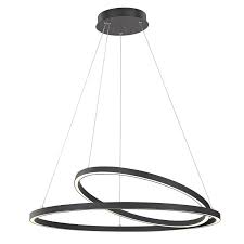 Modern 32 Inch Led Double Ring Pendant Light Black Finish At Destination Lighting Black Pendant Light Modern Black Pendant Lights Adjustable Pendant Light