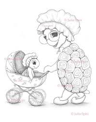 Grayscale image for coloring ©juliaspiri image called: Black White Image For Coloring C Julia Spiri Turtle Grandma With Grandchild You Can Print These Cute Blac In 2021 Coloring Pages Digital Stamps Pokemon Coloring Pages
