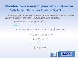 Rumus sinus jumlah dan selisih 2 sudut 4. Menu Kelas Xi Trigonometri Kelompok 3 Ppt Download