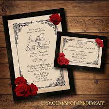 Printable Vintage Black And Red Romantic Rose Quinceanera Or Etsy Red Wedding Invitations Black Wedding Invitations Etsy Wedding Invitations