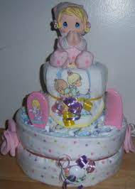 This romantic theme was originally designed by artist sam butcher in the 1970s. Baby Shower 2 Tier Precious Moments Diaper Cake Baby And More From Family Of 4