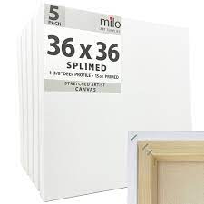 Custom size stretched canvases for artist. Milo Stretched Artist Canvas 36x36 Inches Pack Of 5 1 3 8 Inch Back Splined Frame Amazon Ae Arts Crafts