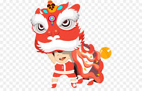 2021 year of the bull paper art style. Chinese New Year Lion Dance Cartoon