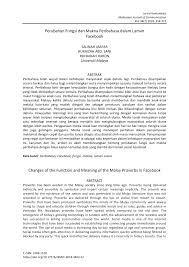 Peribahasa melayu yang paling popular setiap hari. Pdf Perubahan Fungsi Dan Makna Peribahasa Dalam Laman Facebook Changes Of The Function And Meaning Of The Malay Proverbs In Facebook