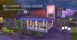 Belomisio Steak House V1 1 Updated With Improved Decor And Lightingnewcrest S Newest Four And A Half Star Rest Sims 4 Restaurant The Sims 4 Lots Sims 4 Houses