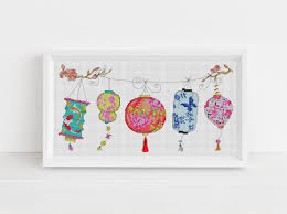 This free valentine cross stitch pattern and matching floss thread holders are a handy cute addition to your stash. Chinese Lanterns Cross Stitch Pattern