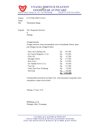 Dengan hormat, bersama surat ini, kami menawarkan kerjasama untuk dalam bentuk penawaran jasa atau service dan maintenance ac di perusahaan yang bapak/ibu pimpin. Surat Penawaran Harga Service Kendaraan