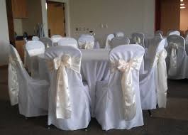 Ivory Satin Sash On White Chair Covers White Chair Covers Chair Covers Wedding Linens