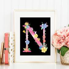 Eine buchstabiertafel (oder buchstabieralphabet, telefonalphabet, funkalphabet,. Watercolor Pink Floral Letter N Alphabet N Initial N Art Print Digi Corner Croft