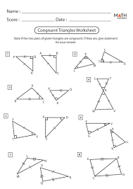 The triangles in each pair are similar. Congruent Triangles Worksheets Math Monks