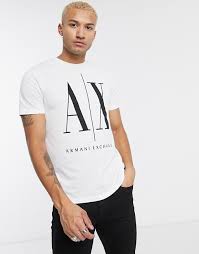 International shipping and returns available. Armani Exchange Icon Ax Large Logo T Shirt In White Asos