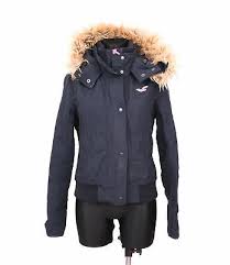 Hollister Womens Jacket Fur Hood Black Size M 50 25