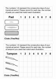 5 printable chart to track pad or tampon usage for 8 days