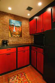 Red kitchen cabinets are most popular among painted kitchen cabinets. 75 Beautiful Kitchen With Red Cabinets And Black Appliances Pictures Ideas July 2021 Houzz