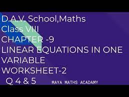 2, grade 5 (elementary math connects) by mcgraw hill education paperback $5.11. D A V Math Class Viii Ch 9 Linear Equations In One Variable Worksheet 2 Q 4 5 Youtube