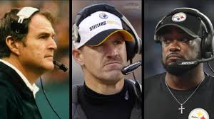 Chuck Noll coached 23 years and never went longer than 4 years without a  playoff win. Bill Cowher coached 15 years and never went longer than 3  years without a playoff win.