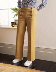 I personally love black shirt paired with grey trousers. Runswick Sailor Trousers Camel Boden Uk