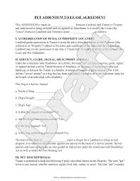 A pet agreement or addendum to a lease or rental agreement is a legal and binding contract between two parties, a landlord and the tenant. Free Pet Addendum Free To Print Save Download
