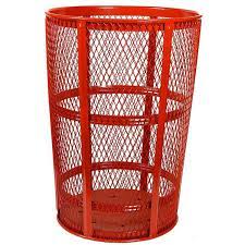 Using a 3 phase system, spray down your garbage can, inside and out. Blue Waste Barrel Tough Metal Mesh Outdoors Trash Cans Warehouse