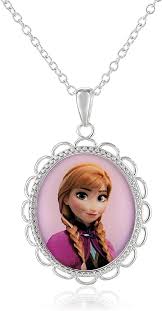 Disney Collar con colgante de Anna chapado en plata "Frozen" para niña, 18  pulgadas, Metal, No es una piedra preciosa