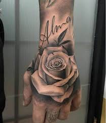 155 Various Design Ideas For A Rose Tattoo Hand Tattoos For Guys Hand Tattoos Rose Hand Tattoo