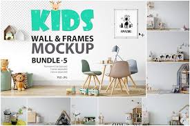 Kids Frames Wall Mockup Bundle 5 Kids Frames Frames On Wall Design Mockup Free