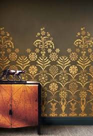 Black And Gold Art Deco Bedroom Lan1 By Stencil Library Black Gold Fab Large Art Deco Stencil And Paints From Stencil Library Com Artdeco Art Deco Bedroom Art Deco Interior Stencils Wall