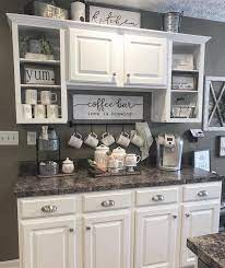 Under cabinet coffee bar ideas. 37 Ideas Model Kitchen Cabinets That Is Simple Neat Fast Farmhouse Kitchen Diy Coffee Bar Home Farmhouse Kitchen Decor