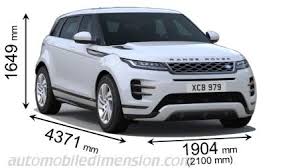 dimensions of land rover cars showing length width and height