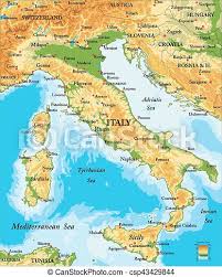 Laminiertes finish zum malen und löschen. Erleichterung Karte Italien Physisch Staaten Ausfuhrlich Italien Cities Hoch Formen Vektor Erleichterung Gross Canstock