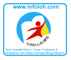 Buku tema 4 kelas 2 yang dibahas di bawah ini merupakan buku tematik terpadu kurikulum 2013. Soal Tematik Kelas 3 Tema 4 Subtema 4 Kewajiban Dan Hakku Sebagai Warga Negara Revisi 2018 Terbaru Infoloh Com
