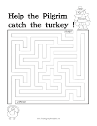 Print out the template and solve the thanksgiving themed maze. Thanksgiving Maze Pilgrim Turkey
