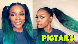 How To Slay Two Ponytails W Weave No Glue K Collection Hair Youtube