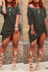 Lovely Casual Knot Design Green Blending Knee Length Dress Dresses Lovelywholesale Wholesale Shoes Wholesale Clothing Chea Shyfull Knee Length Dress Fashion