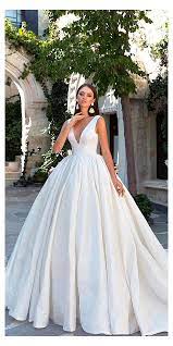 30 Simple Wedding Dresses For Elegant Brides Vneck Ballgown Wedding Dress Vneckballgownwed Ball Gowns Wedding Wedding Dresses Simple Dream Wedding Dresses