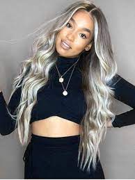 Synthetic Center Part Long Wavy Wig Grey Hair Weave Grey Hair Color Men Grey Wig