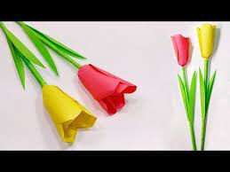 How To Make Beautiful Paper Tulip Flowers Nice Paper Flowers Jarine S Crafty Creation Youtube Paper Flower Video Paper Origami Flowers Paper Flowers Diy