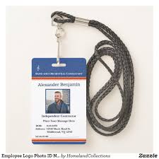 Employee Logo Photo Id Name Custom Badge Zazzle Com Custom Badges Name Badges Photo Logo
